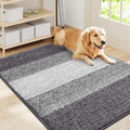 Smiry Dog Door Mat for Muddy Paws, Absorbs Moisture and Dirt, Low-Profile Entryway Mat with Non-Slip Backing, Entry Indoor Outdoor Doormat for Inside Floor (40x32 Inches, Light Grey, Striped) by Smiry