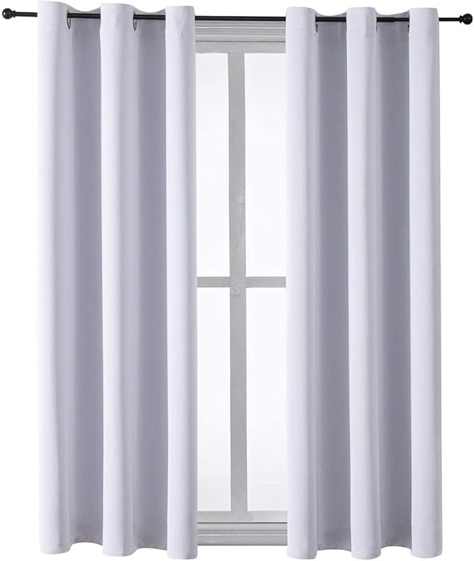ChrisDowa Grommet Room Darkening Curtains for Bedroom and Living Room - 2 Panels Set Thermal Insulated Blackout Curtains (Greyish White, 42W x 63L) - Image 7