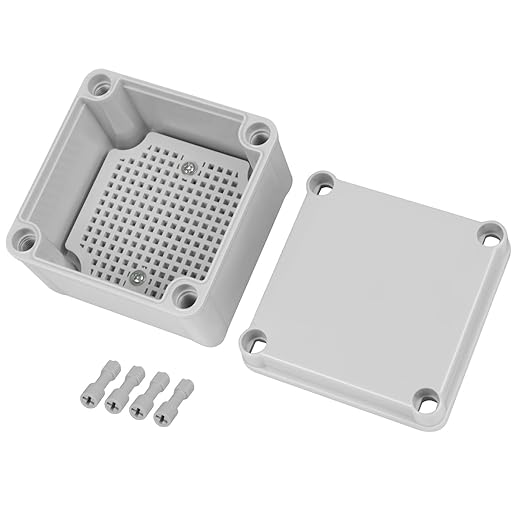 Junction Box，3.9"x 3.9"x 3" Outdoor Electrical Box with Mounting Plate, IP67 Dustproof Waterproof ABS Plastic Project Box, DIY Electrical Enclosure Gray (100x 100x 75 mm) by HoHaing