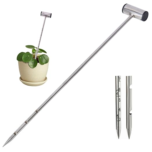 Soil Probe 14 Inches Moisture Meter for Plants, T-Handle Soil Moisture Sampler with Dual Scale Markings, House Plant Water Monitor No Batteries Required by Lichtund
