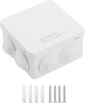 LeMotech ABS Plastic Dustproof Water Resistant IP55 Junction Box Universal Electrical Project Enclosure White 3.4 x 3.4 x 2 inch (85 x 85 x 50 mm) by LeMotech