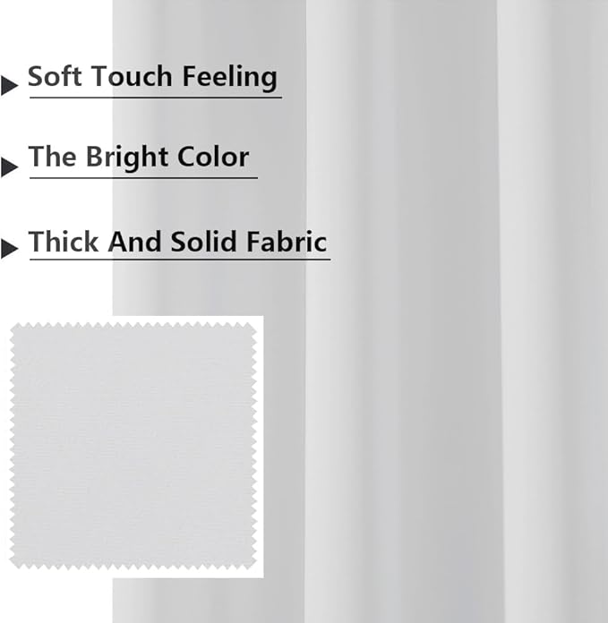 MYSKY HOME White Blackout Curtains for Living Room & Bedroom, 84 Inch Long, Grommet, Room Darkening, Thermal Insulated, 1 Panel, 52 x 84 Inch, Greyish White - Image 3