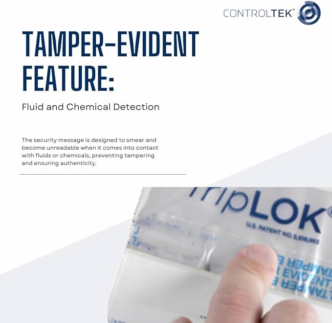 ControlTek TripLok 15" x 20", Clear, 50 Bags Tamper-Evident Deposit Bags for Cash Handling & Valuables, Moisture, Heat and Cold Sensitive Ink, Tear-Off Receipt + Large Barcodes 585048 - Image 4