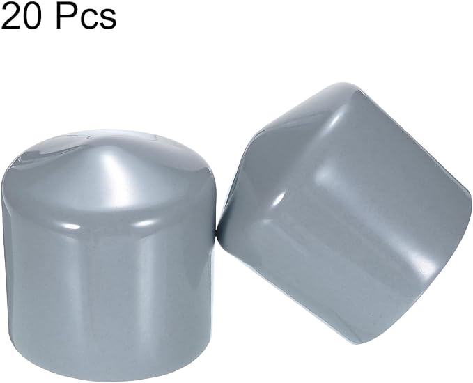 uxcell 20pcs Rubber End Caps 35mm ID Vinyl PVC Round Tube Bolt Cap Cover Screw Thread Protectors Grey - Image 2