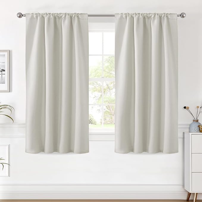 H.VERSAILTEX Blackout Curtains Thermal Insulated Window Treatment Panels Room Darkening Blackout Drapes for Living Room Back Tab/Rod Pocket Bedroom Draperies (2 Panels, Ivory/Cream, 42 x 54 Inch) - Image 2
