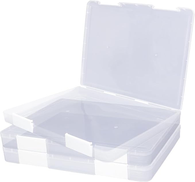 3 Pcs Clear A4 File Storage Boxes with Buckle Closure - A4 Clear Plastic Document Storage Boxes for Crafts, Art Supplies, Document and Magazine Organization - 12.4 x 9.6 x 1.2 Inches by Bonsicoky