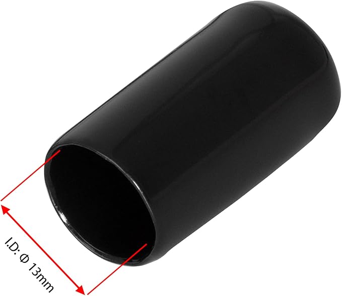 20 PCS Black Round Vinyl Rubber End Caps Kits, Flexible Screw Thread Protectors Safety Cover for Metal Tubing Rod Bolt, 13mm (13/25 inch) - Image 2