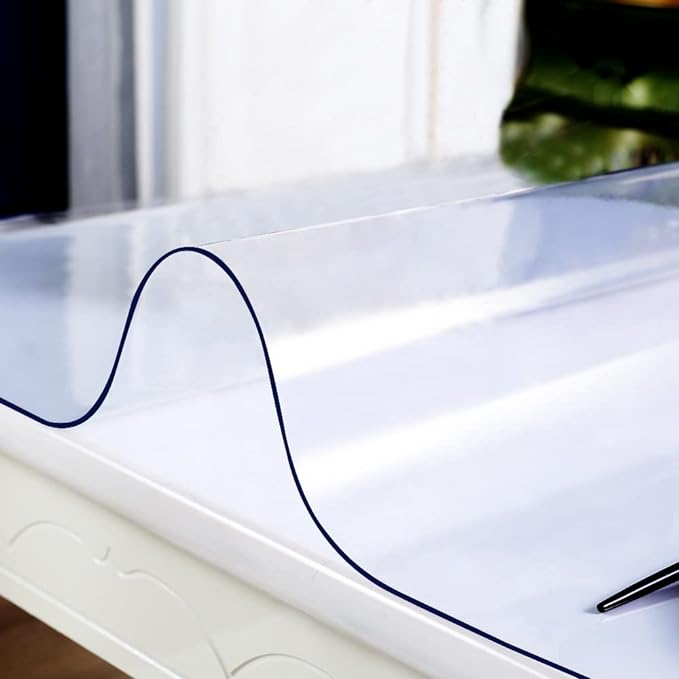 19x60" Clear Vinyl PVC Office Writing Desk Protector Mat Table Protector Cover Mat Office Plastic Desk Protector Chair Mat Thicken Crystal Kitchen Table Pad Tablecloth for Coffee Table Floor Topper - Image 2