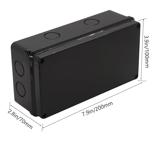Electrical Box, Outdoor Waterproof Box IP65 Junction Box with Reserved Holes,ABS Plastic Project Box Power Cord Enclosure Black 2Pcs 7.9 x 3.4 x 2.8 inch(200x100x70mm) - Image 2