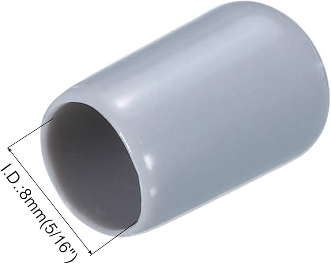 uxcell 20pcs Rubber End Caps 8mm(5/16") ID Vinyl PVC Round Tube Bolt Cap Cover Screw Thread Protectors Grey - Image 3