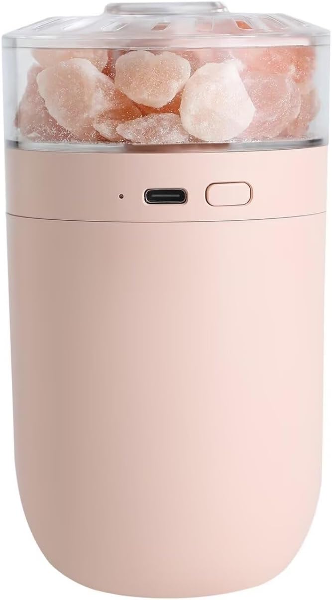 Himalayan Salt Lamp Ultrasonic Humidifier,Essential Oil Aromatherapy Diffuser,230ML Cool Mist Humidifier with Built-in Battery,7 Color Light,Auto Shut-Off Pink by Unknown