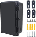 Junction Box, Hinged Black Cover IP67 Waterproof ABS Project Box with Mounting Plate Electrical Box Enclosure with Wall Bracket 10.2 x 6.3 x 4.3inch(260x160x110mm) by Otdorpatio
