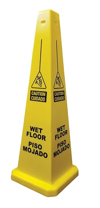 Cortina Lamba 36" Cone 'Wet Floor' English/Spanish, 03-600-09, Yellow by Cortina+Safety+Products