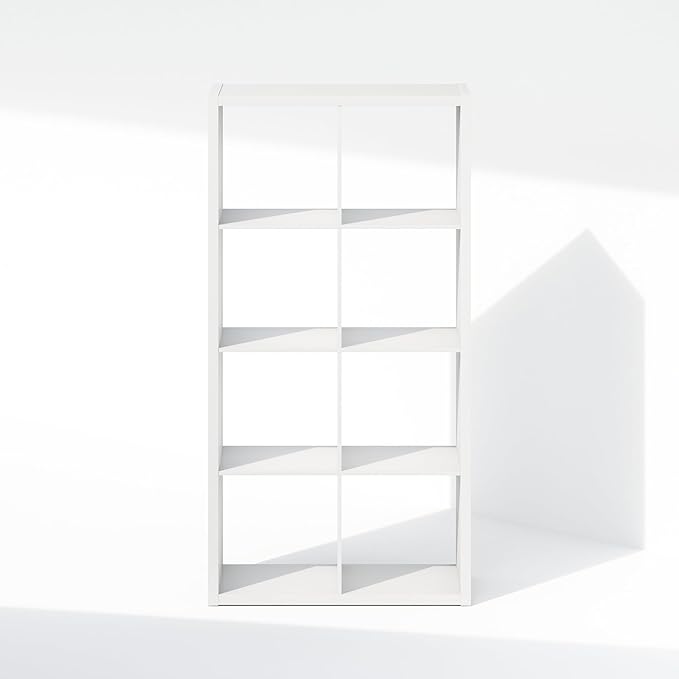 Furinno Simple Cube Storage Organizer, 8-Cube Display Shelf, Open Back Shelving Unit, Storage Shelves, Extra Thick Frame, for Organization and Storage, Living Room, Home Office, White - Image 7