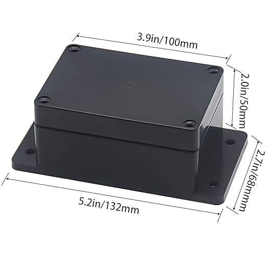 Zulkit Junction Box ABS Plastic Dustproof Waterproof IP65 Universal Electrical Boxes Project Enclosure with Fixed Ear Black 3.94 x 2.68 x 1.97 Inch (100 x 68 x 50 mm) (Pack of 2) - Image 2