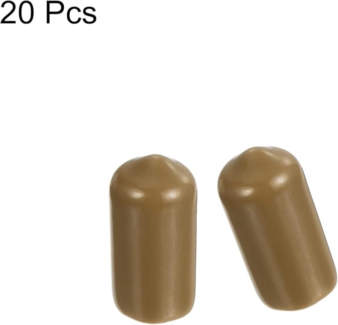 uxcell 20pcs Rubber End Caps 9.5mm(3/8") ID Vinyl PVC Round Tube Bolt Cap Cover Screw Thread Protectors Light Brown - Image 2