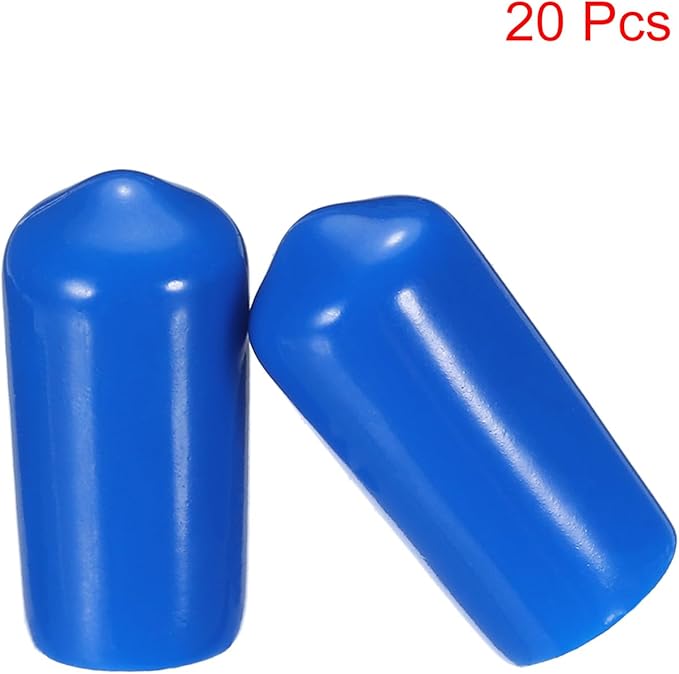 uxcell 20pcs Rubber End Caps 9.5mm ID Vinyl PVC Round Tube Bolt Cap Cover Screw Thread Protectors Blue - Image 2
