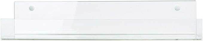 HUJI Clear Invisible Contemporary Floating Acrylic Shelf Display Bookshelf Modern Rack Collectibles Books Photos Art Work Toys Home Office Storage Decor Kids Room Kitchen Spice Rack (1 Shelf, 16 Inch) by HUJI
