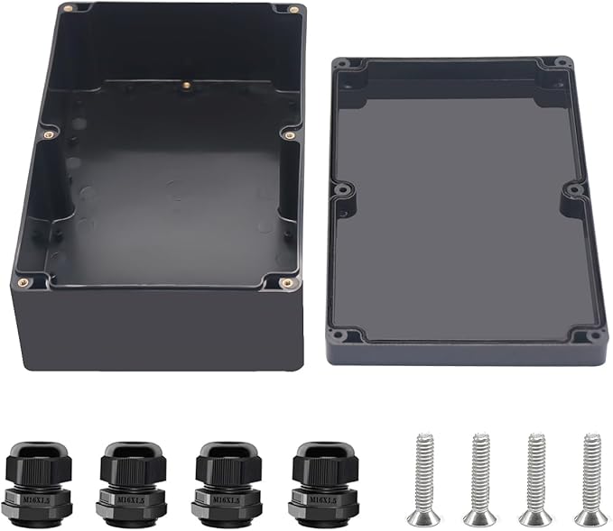 Project Box ABS Black Electrical Boxes IP67 Outdoor Waterproof box Electronic Junction Box Power Enclosure with Cable Glands for DIY Project 9.1 x 5.9 x 3.4 inch (230x150x87mm) by Otdorpatio