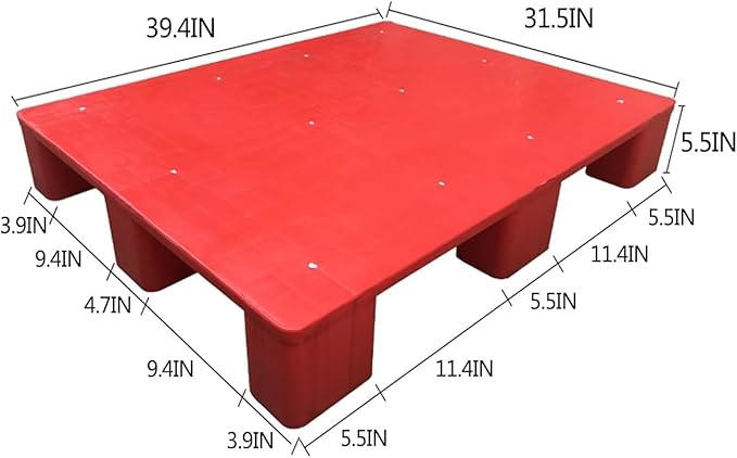 Waterproof Grid Ventilation Floor Pallet Small Warehouse Moisture Barrier Plastic Pallets Moisture Resistant for Logistics and Warehousing, Transportation Facilities(Red-1 Set,39.4x31.5x5.5in) - Image 2