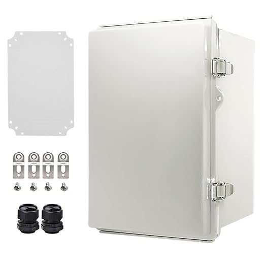 Outdoor Waterproof Electrical Box Junction Box Weatherproof IP67 ABS Plastic Enclosure Switch Router Project Box Electronics Enclosure with Mounting Plate Wall Bracket Grey 11.8"x7.9"x6.7" by YETLEBOX