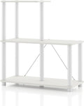Homes: Inside + Out Apexa Modern 3-Cube Ladder Shelving Units, Collectibles Display Shelves, Easy Assembly Standing Shelf, Home Storage Organizer for Living Room, Bedroom, Office, White by HOMESInsideOut