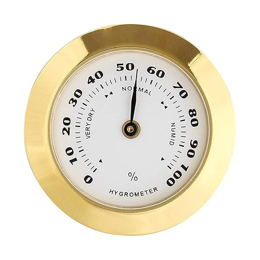 Gold Upgraded Hygrometer Humidity Meter Mini 38mm Round Glass Analog Hygrometer Suitable for Humidors Guitar Violin Thermometer for with Probe by Unknown