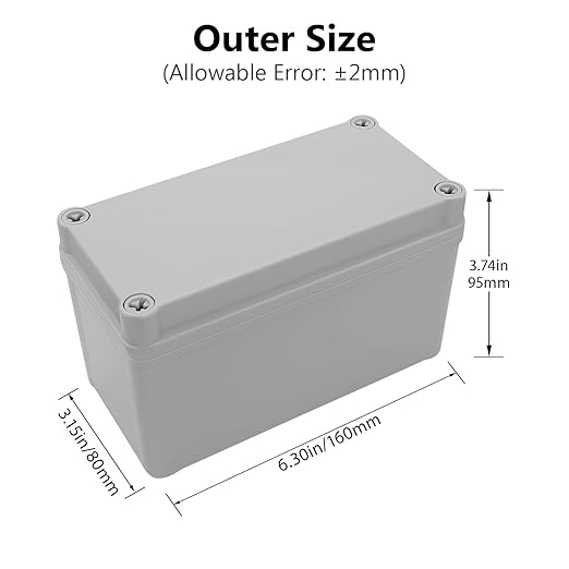 LeMotech Junction Box IP67 Waterproof Dustproof ABS Plastic Project Box for Electrical Outdoor Enclosure Gray 6.3 x 3.1 x 3.7 inch (160 x 80 x 95 mm) - Image 2