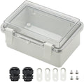 Zulkit Junction Box ABS Plastic Dustproof Waterproof IP65 Electrical Boxes Hinged Shell Outdoor Universal Project Enclosure Clear Cover with 2 Cable Glands 5.9 x 3.9 x 2.8 inch (150x100x70 mm) by Zulkit