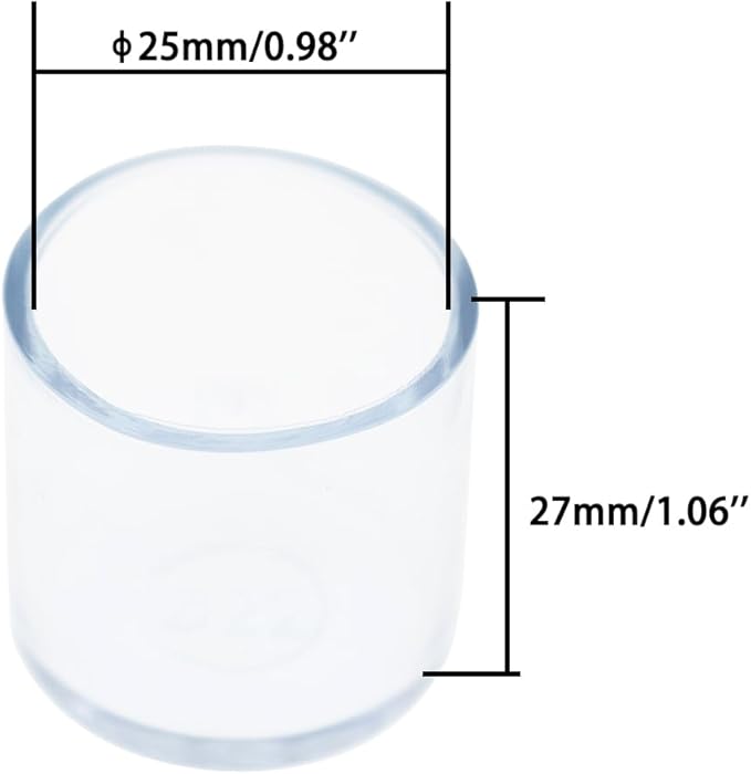 Round Chair Leg Caps,PVC Furniture Feet Covers,TTZEZE Transparent Round Floor Protectors,Clear Table Feet Covers Preventing Plastic Chair Leg Covers Scratches and Noise 25mm/0.98'', 12 - Image 2