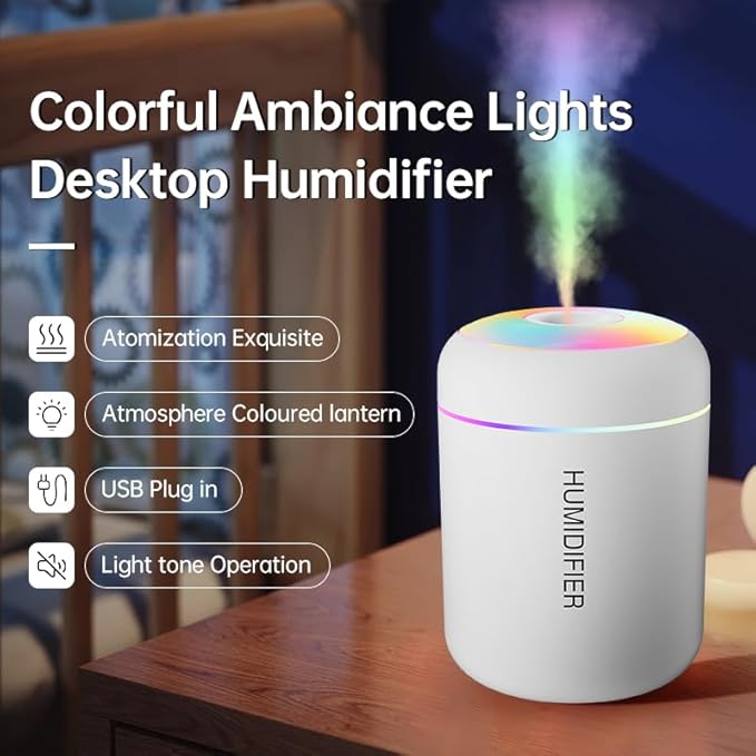 180ml Portable Small Humidifier with Colorful LED Night Light, USB Personal Desktop Humidifier for Car Home Office Travel, Auto Shut-Off, 2 Mist Modes, Super Quiet - Image 4
