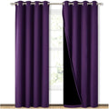 NICETOWN 100% Blackout Curtains with Black Liner Backing, Thermal Insulated Curtains for Living Room, Noise Reducing Drapes, Royal Purple, 52 inches Wide x 84 inches Long Per Panel, Set of 2 Panels by NICETOWN