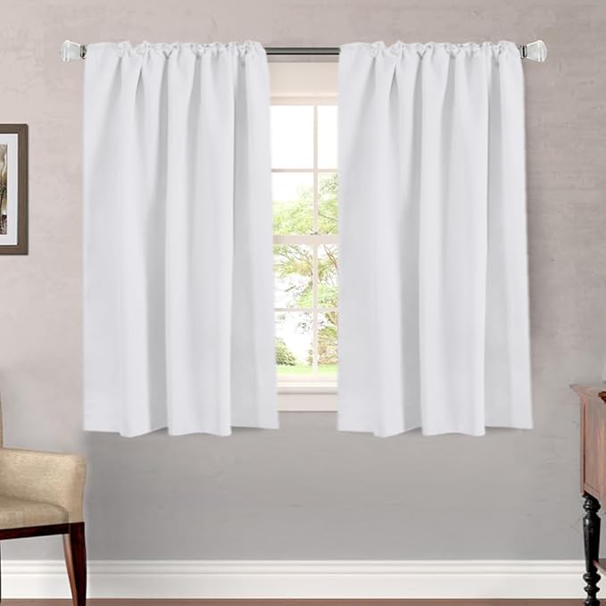 H.VERSAILTEX White Curtains Thermal Insulated Window Treatment Panels Room Darkening Privacy Assured Drapes for Living Room Back Tab/Rod Pocket Bedroom Draperies, 52 x 54 Inch, 2 Panels - Image 2
