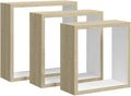 vidaXL 3 pcs Wall Cube Shelves in White and Sonoma Oak - Stylish Floating Shelves with Invisible Mounting, MDF Construction for Sturdy, Decorative Display by vidaXL