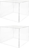 2 Pack Acrylic Display Riser Box with One Open Side Versatile 12" x 12" x 9" No LId Clear Dust Cover Retail Product Riser or Merchandise Storage Bin by Marketing Holders by MarketingHolders