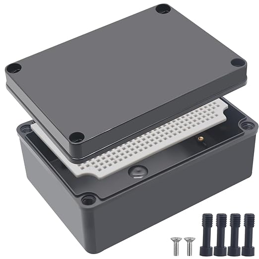 Junction Box,IP67 Waterproof ABS Black Project Box with Mounting Plate Electrical Box Enclosure for Outside Electronics 6.9 x 4.9 x 3inch(175x125x75mm) by Otdorpatio