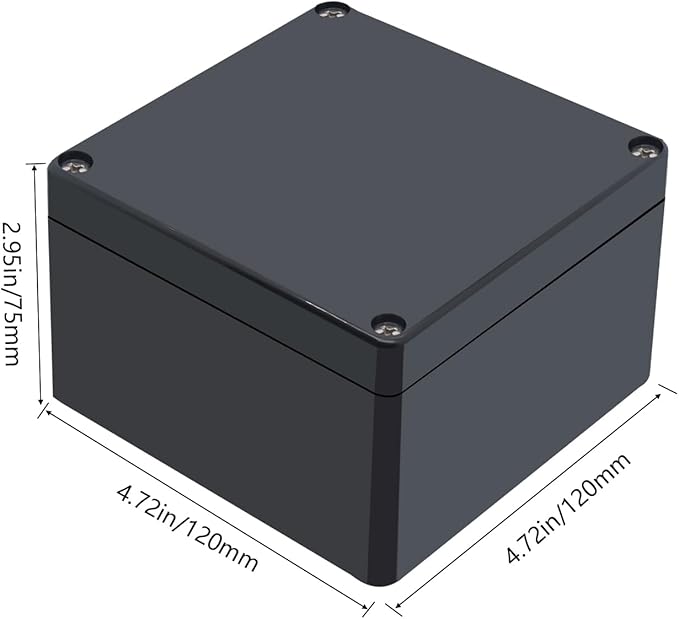 Project Box IP65 Waterproof Junction Box ABS Plastic Black Electrical Boxes DIY Electronic Project Case Power Enclosure 4.72x4.72x2.95 inch (120x120x75mm) - Image 2