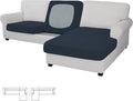 Easy-Going Stretch 3 Pieces Couch Cushion Covers for Sectional Sofa Left/Right L Shape Chaise Lounge Sofa Seat slipcover Anti-Slip Sofa Cover Soft (2 Seater + 1 Chaise, Dark Blue) by Easy-Going