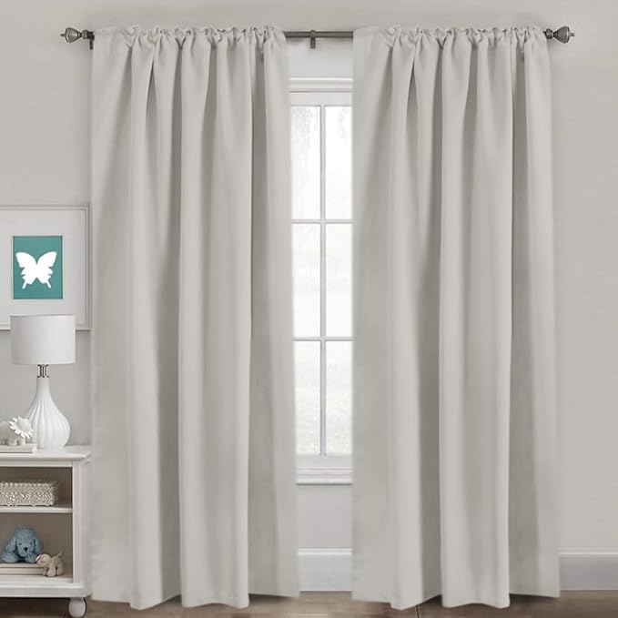 H.VERSAILTEX Blackout Curtains Thermal Insulated Window Treatment Panels Room Darkening Blackout Drapes for Living Room Back Tab/Rod Pocket Bedroom Draperies, 52 x 84 Inch, Ivory/Cream, 2 Panels - Image 2