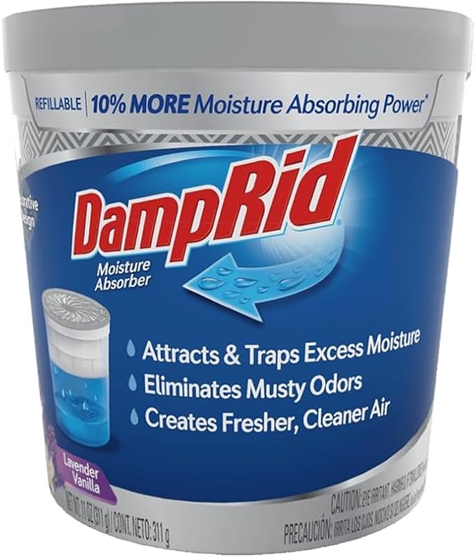 Damp Rid Refillable Moisture Absorber – Lavender Vanilla Humidity Absorber & Odor Absorber with 11oz Cup and 44oz Refill Bag, Cleaner Air for Closet & Bathroom – ILIOS Packaging - Image 4