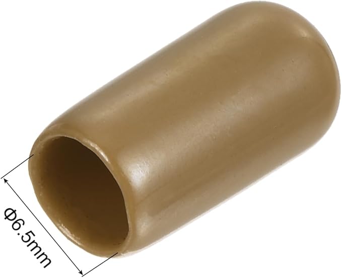 uxcell 20pcs Rubber End Caps 6.5mm(1/4") ID Vinyl PVC Round Tube Bolt Cap Cover Screw Thread Protectors Light Brown - Image 3