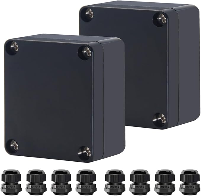 Project Box ABS Black Electrical Boxes IP67 Outdoor Waterproof Box Electronic Junction Box Power Enclosure with Cable Glands for DIY Project 2.5 x 2.3 x 1.38inch(63x58x35mm) - Image 2