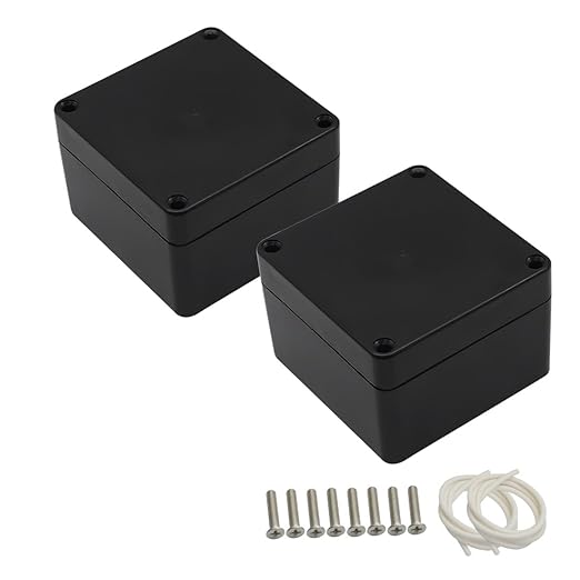 LeMotech ABS Plastic Electrical Project Case Power Junction Box, Project Box Black 3.27"x3.19"x2.2"(83 x 81 x 56mm)(Pack of 2) by LeMotech