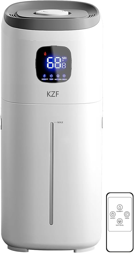 KZF 15L Humidifiers for Bedroom Large Room - 2000 Sq.ft Coverage, 72Hrs Runtime, Top Fill, 26dB Quiet, 3 Mist Levels & Diffuser, Auto Shut-Off, Ready for Baby Nursery and Plants by BreathePureLiveNaturally