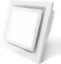 Bathroom Exhaust Fan with Light,11.8 In Panel,6000K 12W Square LED,141 CFM,0.7 Sones 4 Inches Duct 110V,Quiet Bathroom Ventilation Exhaust Fan for Shower/Restroom/Office/Home(6000K LED) by POWERENG