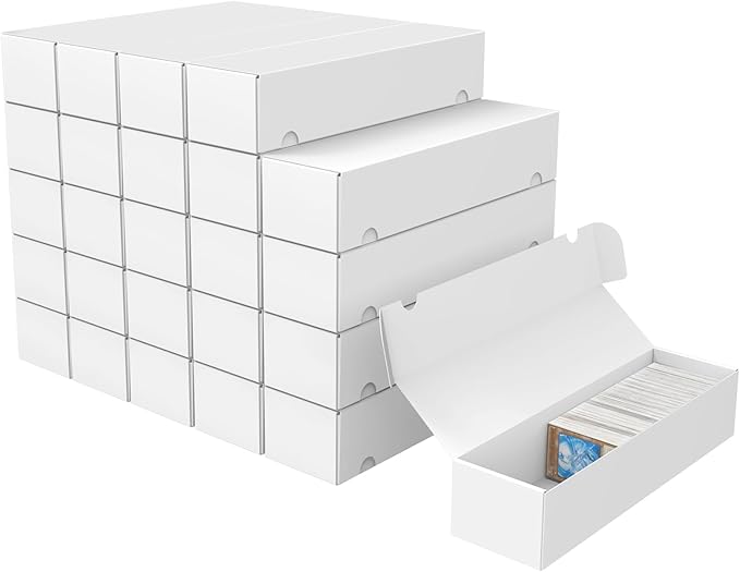 Trading Card Storage Box, 25-Pack 1100 Count White Corrugated Cardboard Bulk Sports Storage Box for TCG/Magic/Mtg Basketball Cards, Collectible Trading Cards by XRACV