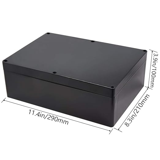 Junction Box, Zulkit Project Box IP65 Waterproof Outdoor Box ABS Plastic Electrical Boxes Electronic Enclosure Black 11.42 x 8.27 x 3.94 inch (290 x 210 x 100 mm)(Pack of 1) - Image 2