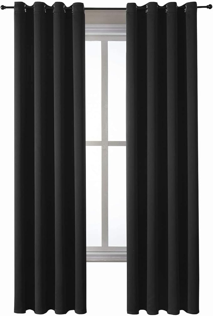 ChrisDowa Grommet Blackout Curtains for Bedroom and Living Room - 2 Panels Set Thermal Insulated Room Darkening Curtains (Black, 52 x 84 Inch) - Image 7
