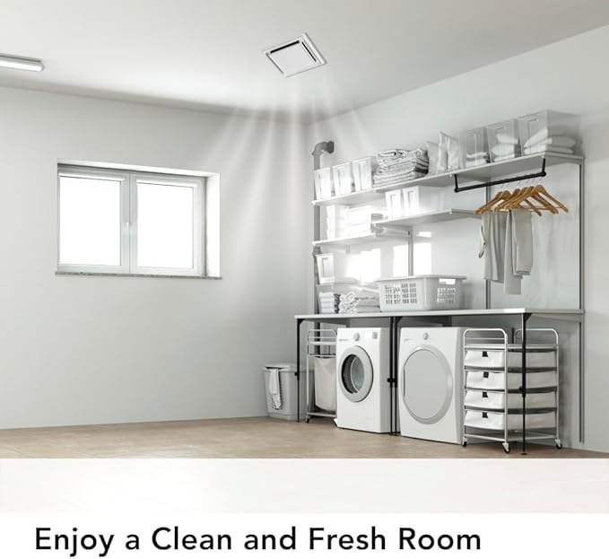 Broan-Nutone 682 Duct-Free Ventilation Fan, White Square Ceiling or Wall Exhaust Fan with Plastic Grille - Image 6