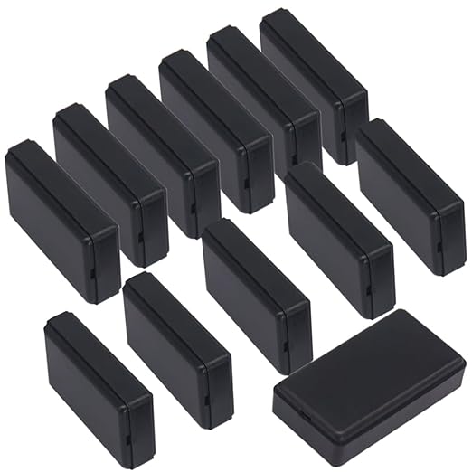 Zulkit 12Pcs Project Boxes ABS Plastic Electrical Project Case Power Junction Box Black 1.97 x 1.10 x 0.59 inch (50 x 28 x 15 mm) by Zulkit